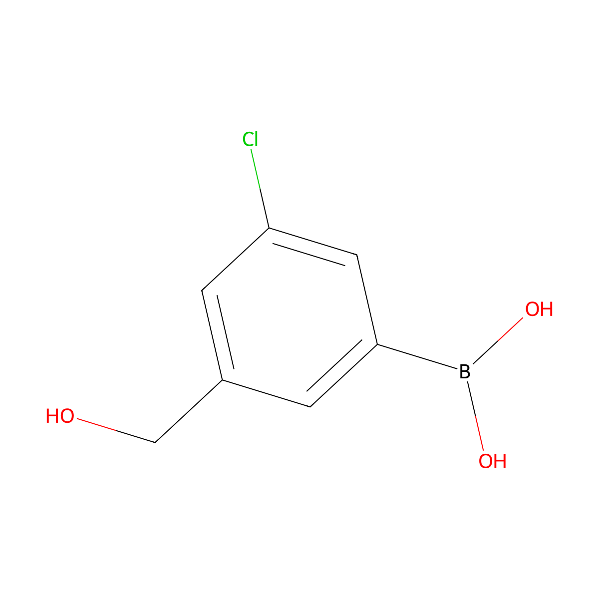 (3-Chloro-5-(hydroxymethyl)phenyl)boronic acid molecular structure, CAS 2121512-87-4