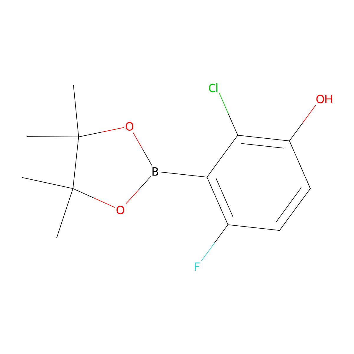 2-Chloro-6-fluoro-3-hydroxyphenylboronic acid pinacol ester molecular structure, CAS 2121512-89-6