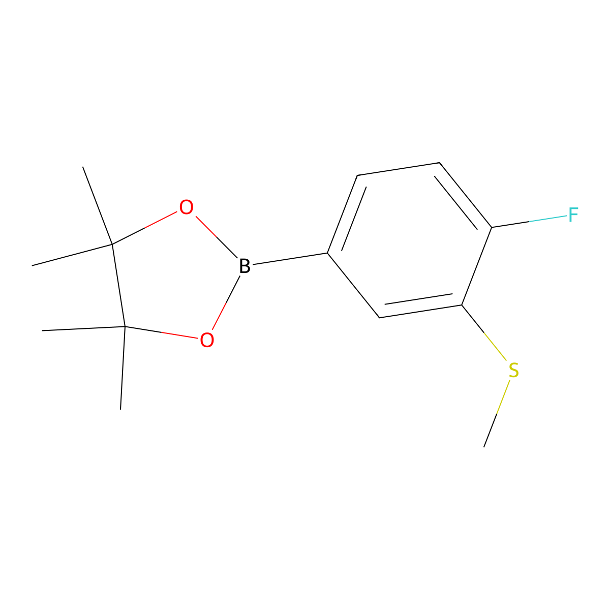 4-Fluoro-3-(methylthio)phenylboronic acid pinacol ester molecular structure, CAS 2121513-04-8