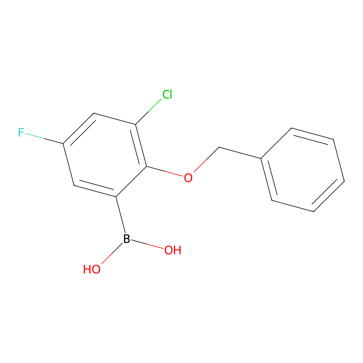 2-Benzyloxy-3-chloro-5-fluorophenylboronic acid molecular structure, CAS 2121513-11-7