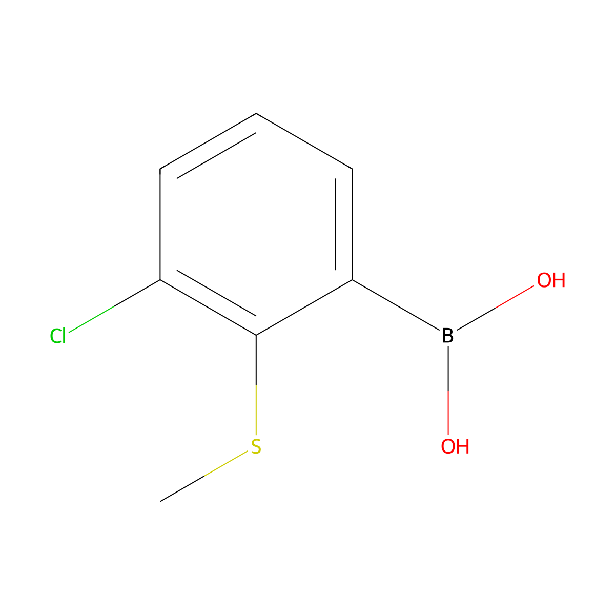 3-Chloro-2-(methylsulfanyl)phenylboronic acid molecular structure, CAS 2121513-12-8