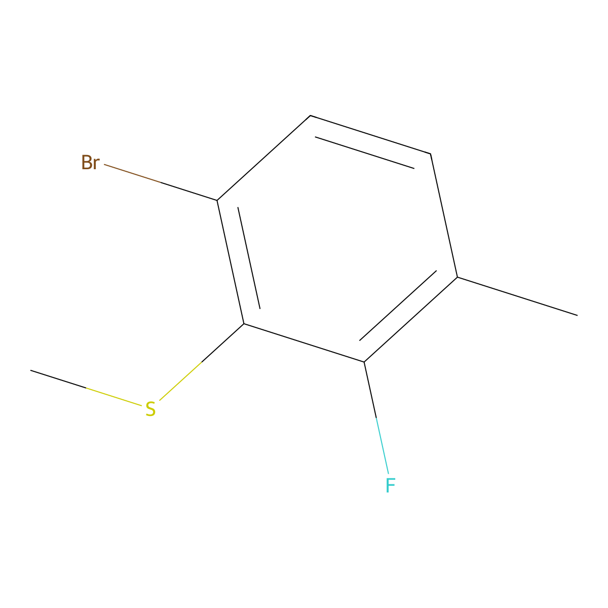 1-Bromo-3-fluoro-4-methyl-2-(methylsulfanyl)benzene molecular structure, CAS 2121513-16-2