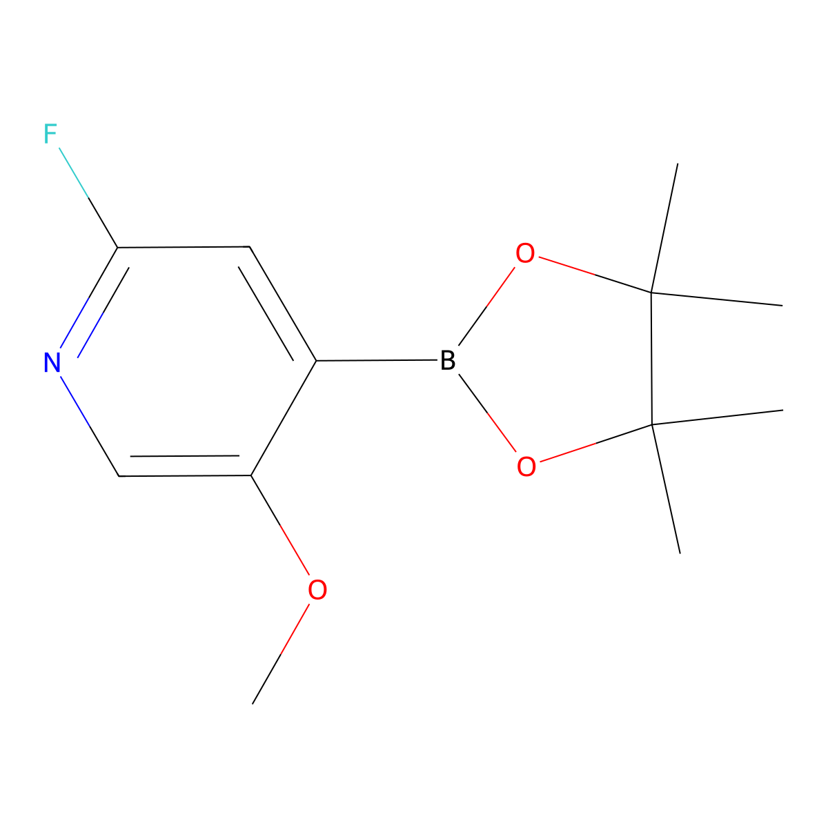 2-Fluoro-5-methoxy-4-(4,4,5,5-tetramethyl-1,3,2-dioxaborolan-2-yl)pyridine molecular structure, CAS 2121513-24-2