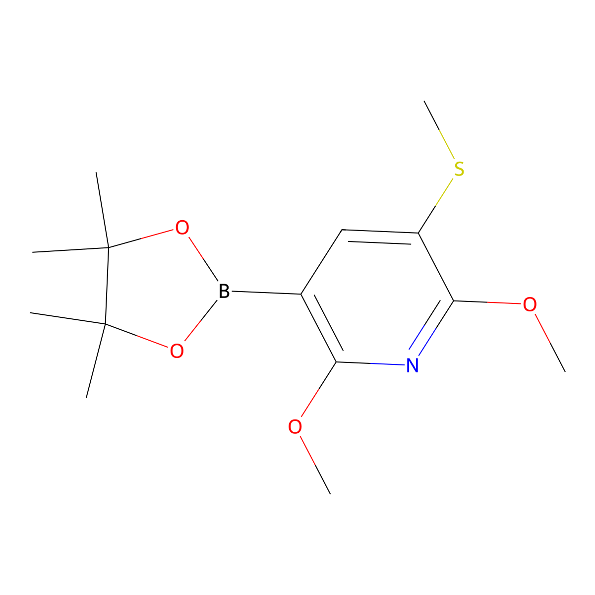 2,6-Dimethoxy-5-(methylthio)pyridine-3-boronic acid pinacol ester molecular structure, CAS 2121513-29-7
