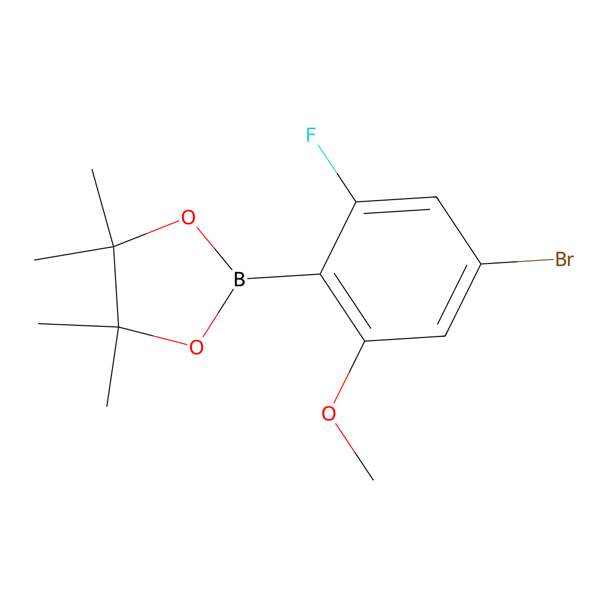 2-(4-Bromo-2-fluoro-6-methoxyphenyl)-4,4,5,5-tetramethyl-1,3,2-dioxaborolane molecular structure, CAS 2121513-32-2