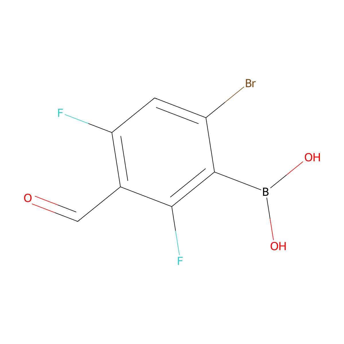 6-Bromo-2,4-fifluoro-3-formylphenylboronic acid molecular structure, CAS 2121513-39-9