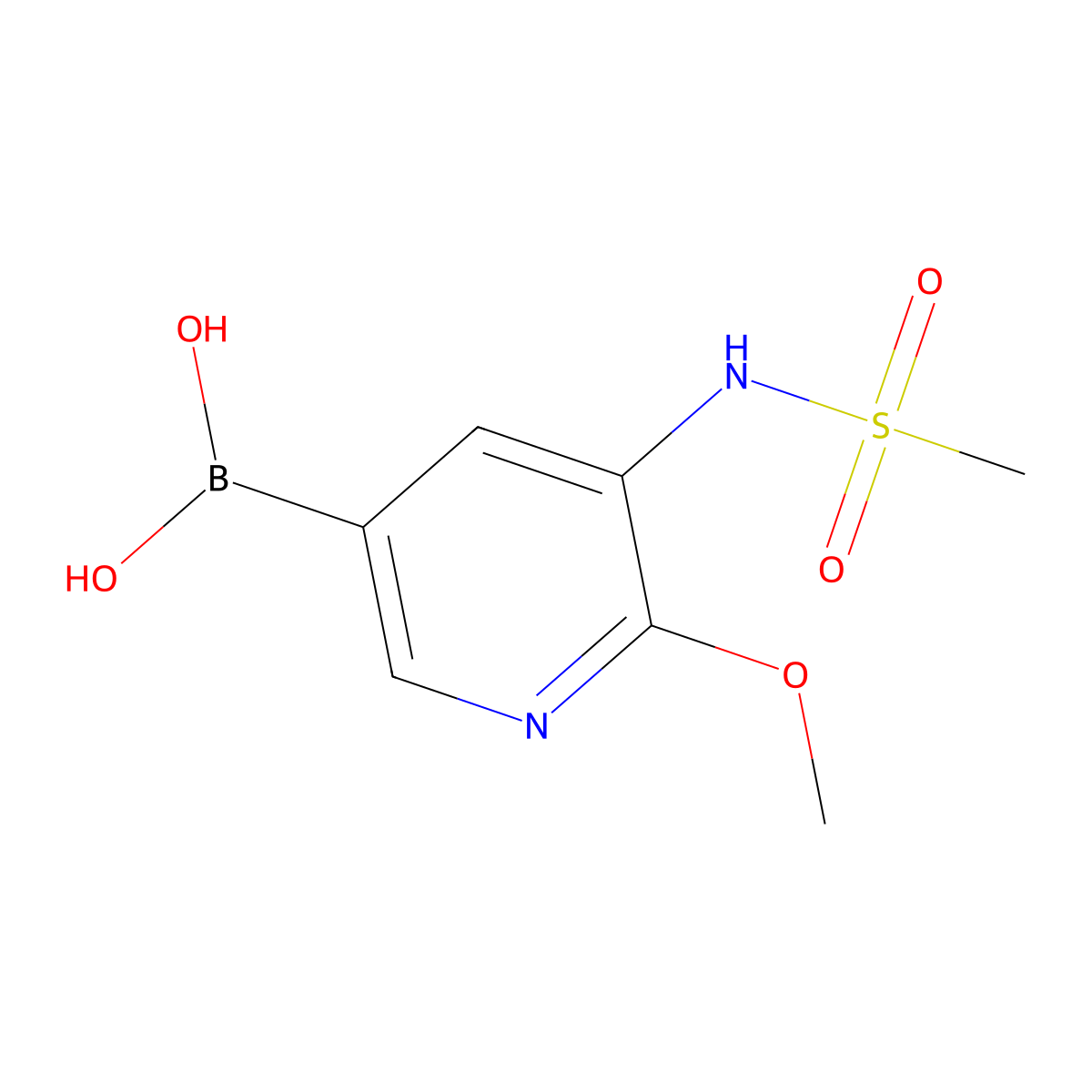 2-Methoxy-3-(N-methansulfonamide)pyridine-5-boronic acid molecular structure, CAS 2121513-41-3