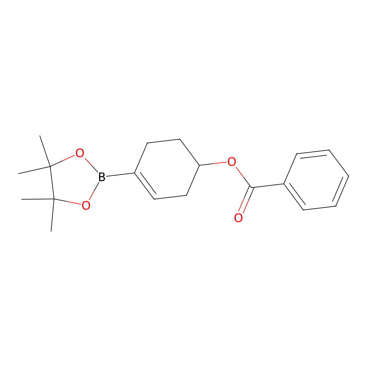 3-Cyclohexen-1-ol, 4-(4,4,5,5-tetramethyl-1,3,2-dioxaborolan-2-yl)-, 1-benzoate molecular structure, CAS 2121513-44-6