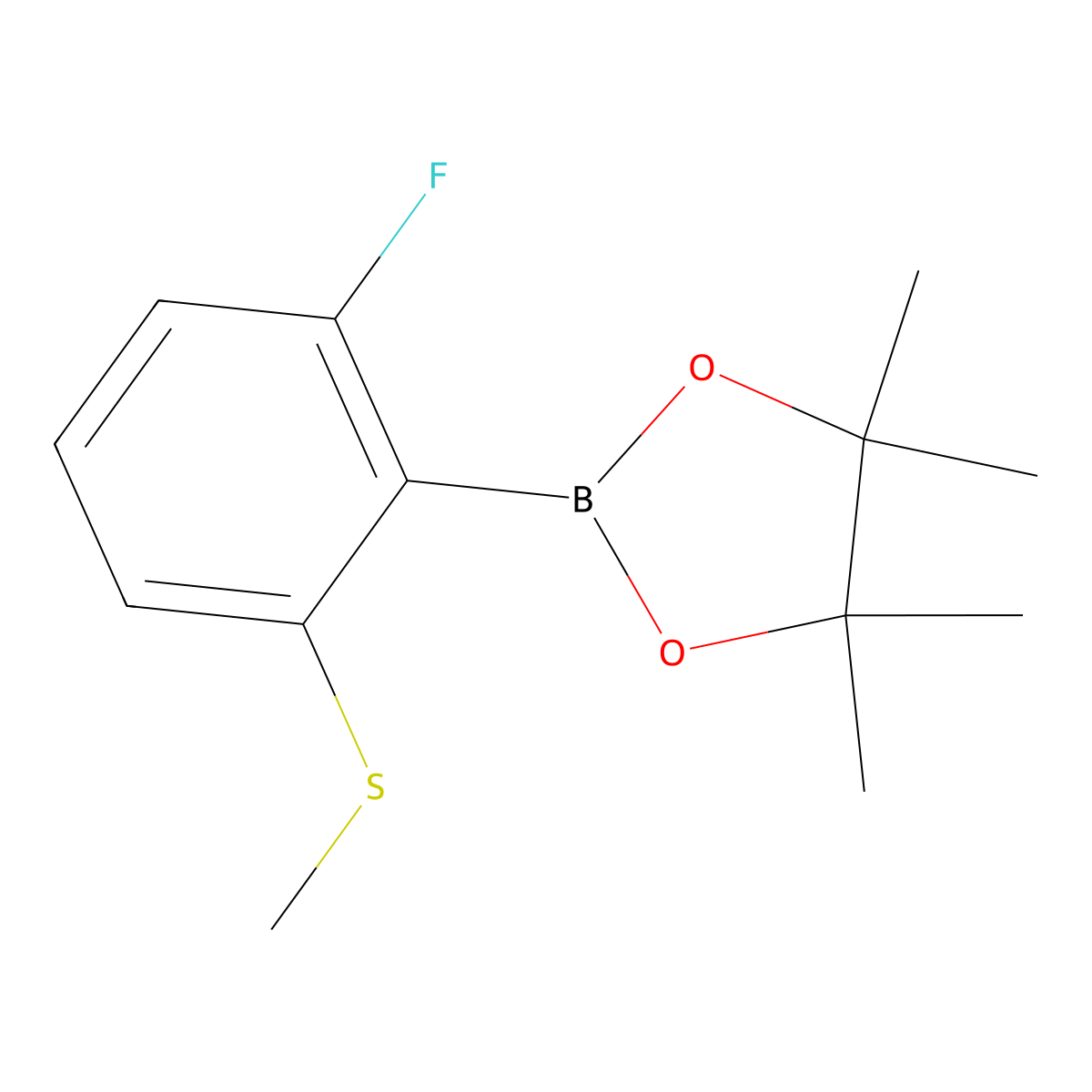 6-Fluoro-2-(methylsulfanyl)phenylboronic acid pinacol ester molecular structure, CAS 2121513-47-9