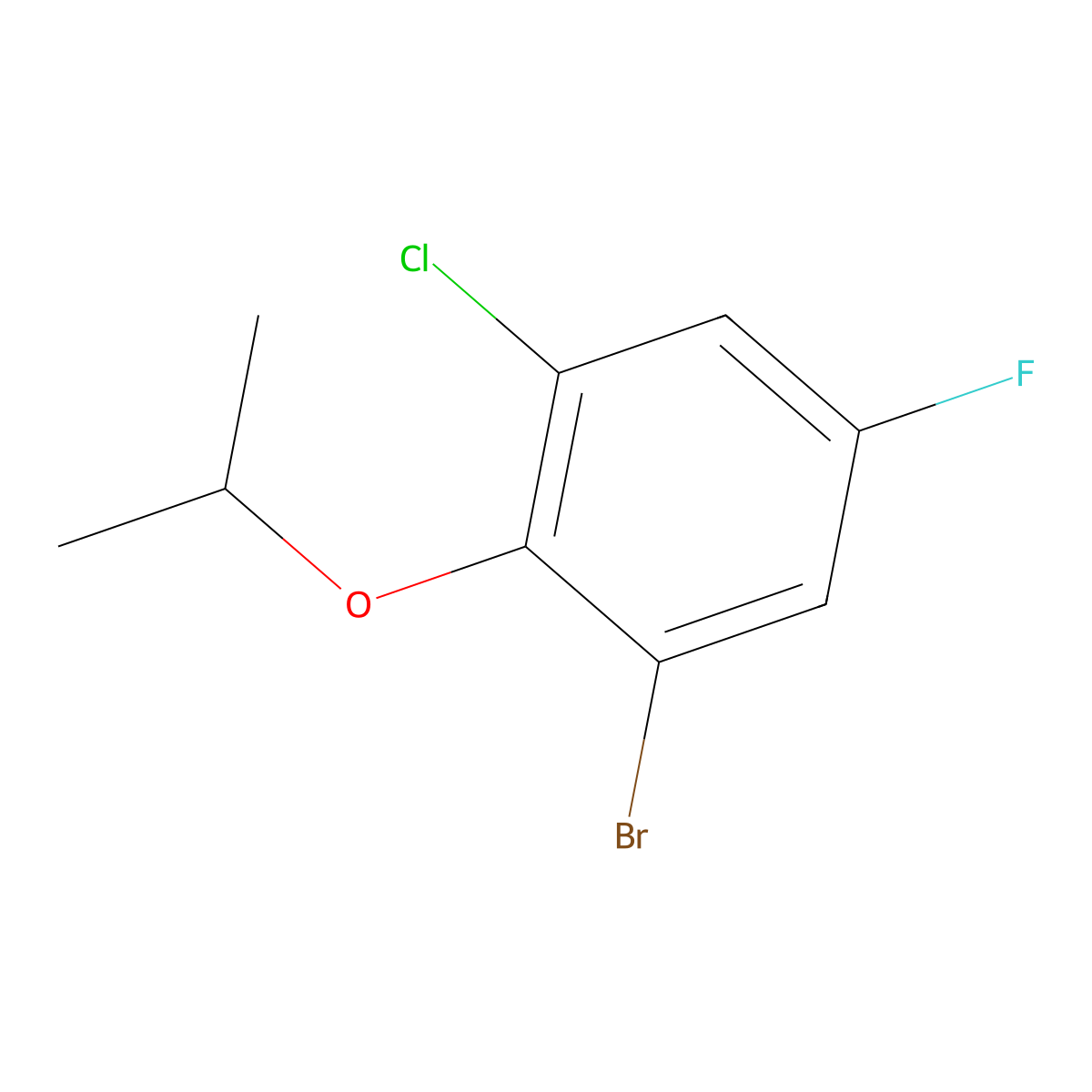 6-Bromo-2-chloro-4-fluoro-1-isopropoxybenzene molecular structure, CAS 2121513-49-1