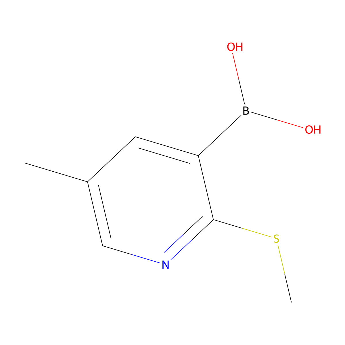 5-Methyl-2-(methylthio)pyridine-3-boronic acid molecular structure, CAS 2121513-52-6