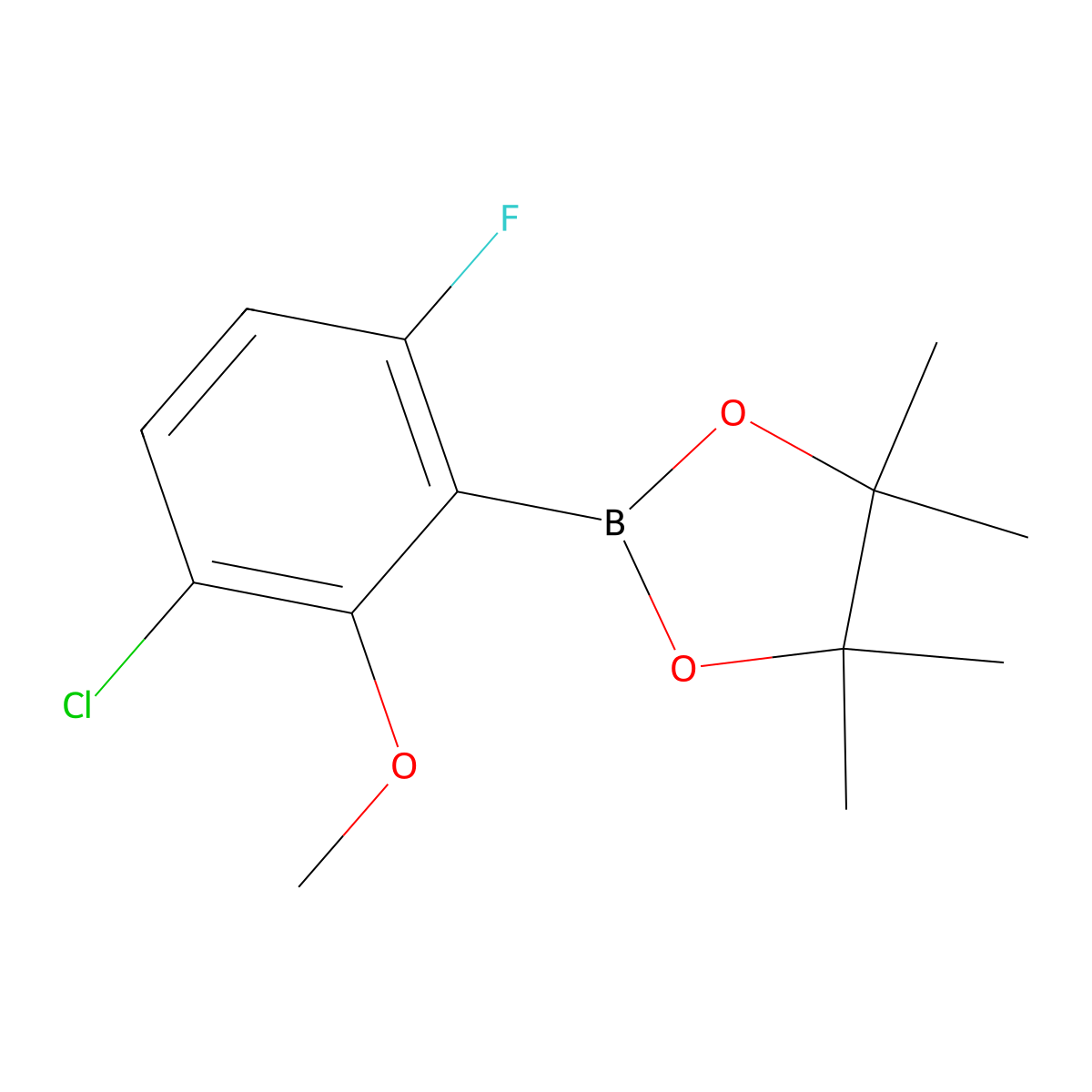 3-Chloro-6-fluoro-2-methoxyphenylboronic acid pinacol ester molecular structure, CAS 2121513-63-9