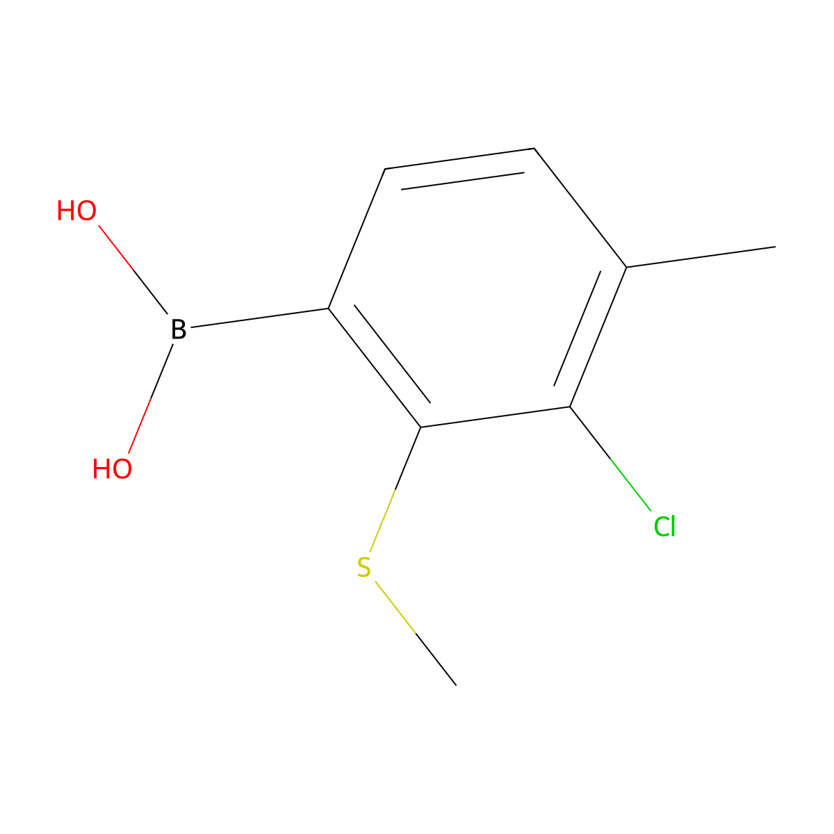3-Chloro-4-methyl-2-(methylthio)phenylboronic acid molecular structure, CAS 2121513-73-1