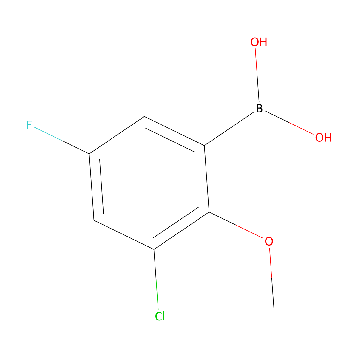 3-Chloro-5-fluoro-2-methoxyphenylboronic acid molecular structure, CAS 2121513-76-4