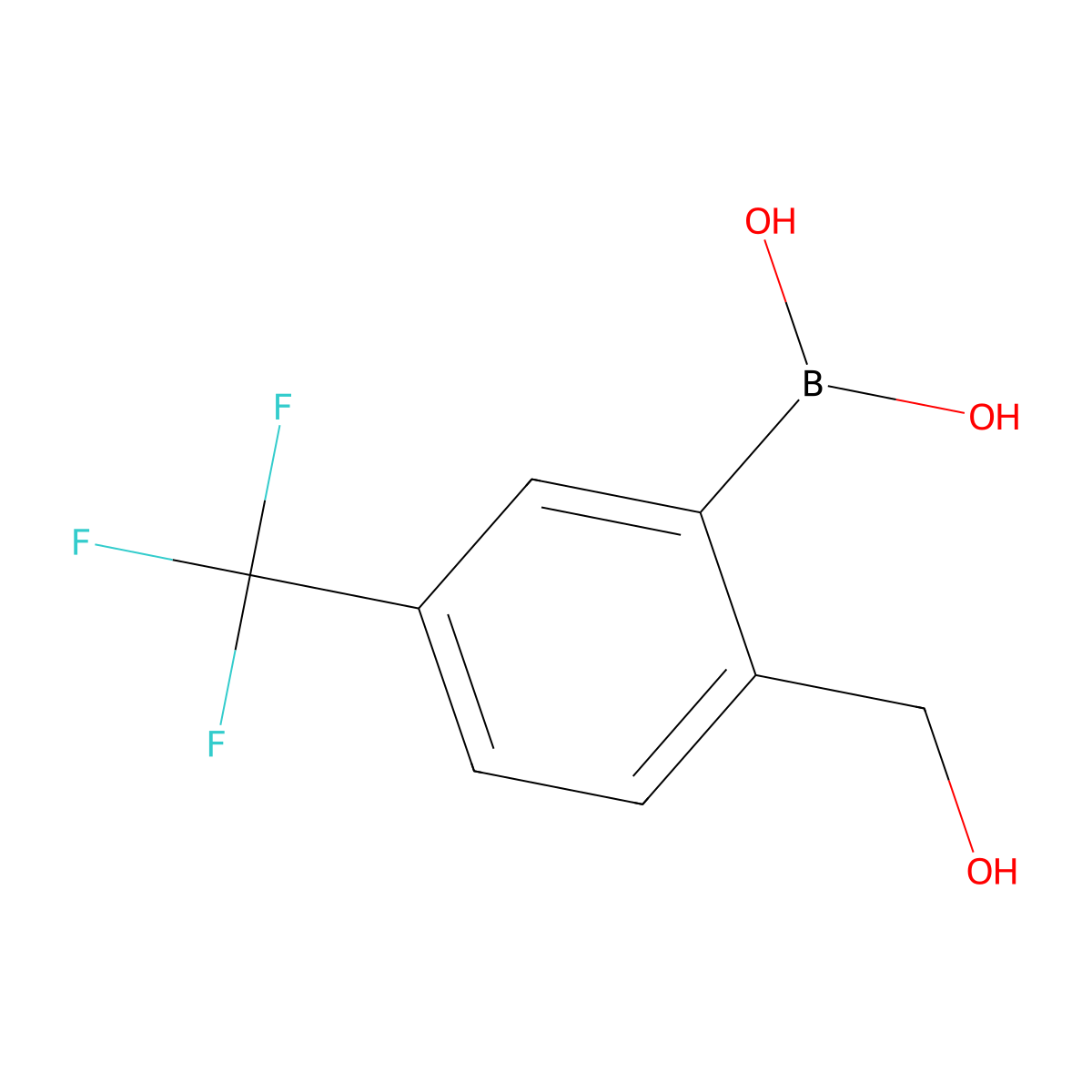 2-Hydroxymethyl-5-(trifluoromethyl)phenylboronic acid molecular structure, CAS 2121513-82-2