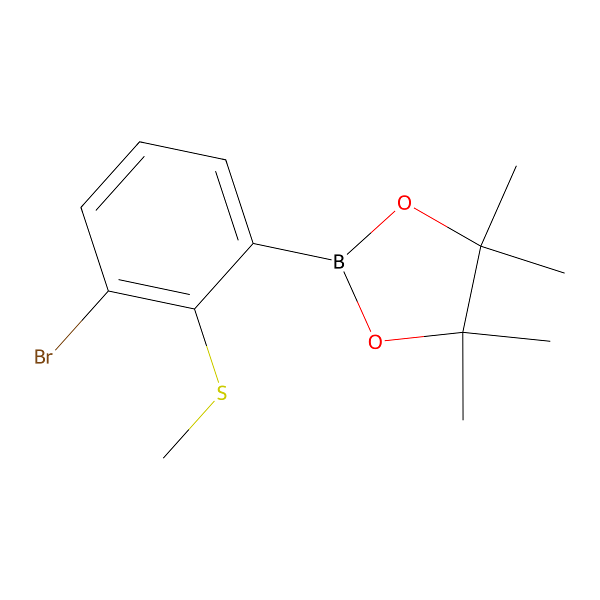 3-Bromo-2-methylsulfanylphenylboronic acid, pinacol ester molecular structure, CAS 2121513-93-5
