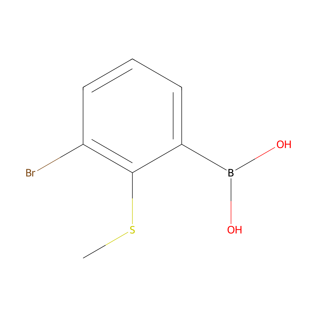 3-Bromo-2-(methylthio)phenylboronic acid molecular structure, CAS 2121513-98-0