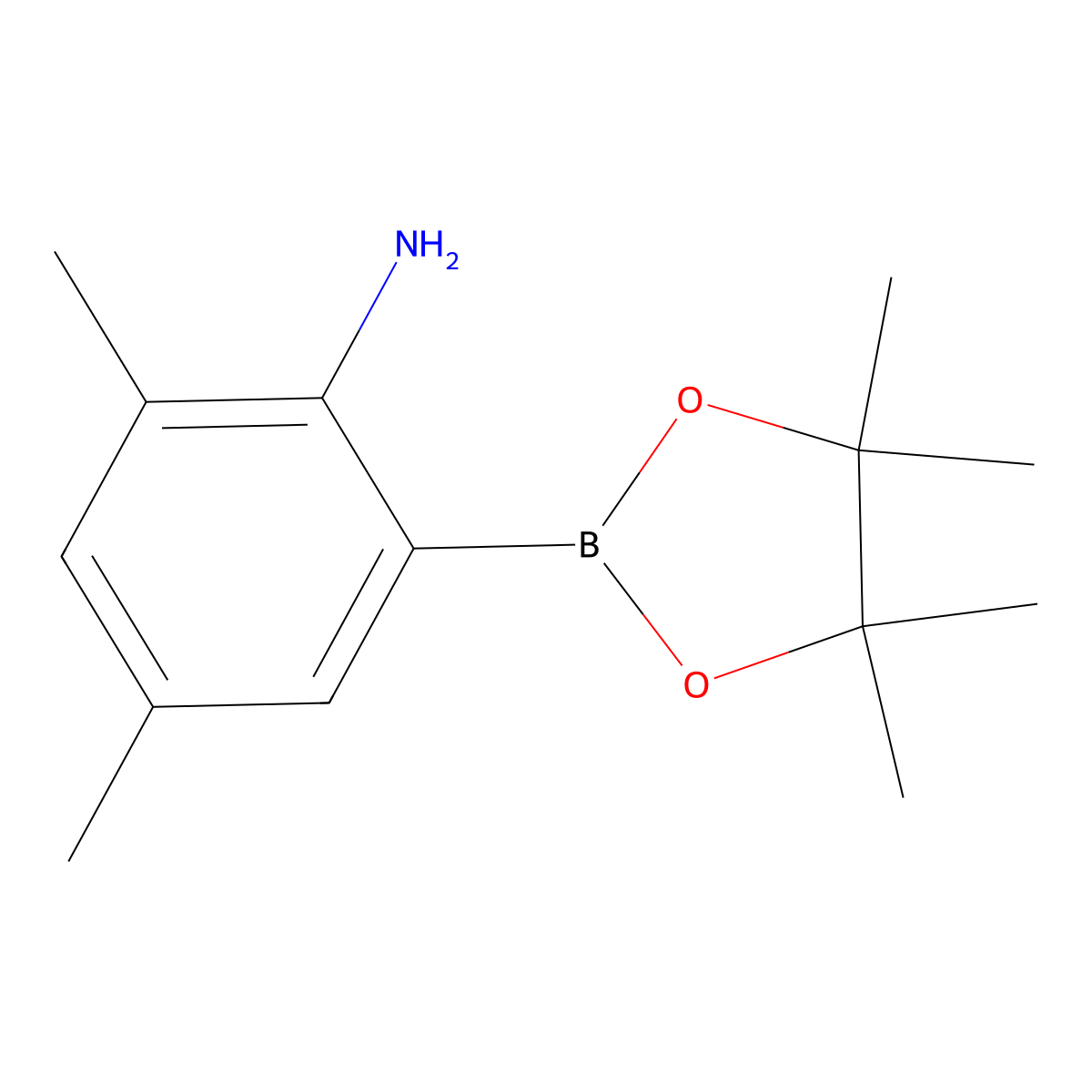 Benzenamine, 2,4-dimethyl-6-(4,4,5,5-tetramethyl-1,3,2-dioxaborolan-2-yl)- molecular structure, CAS 2121514-04-1