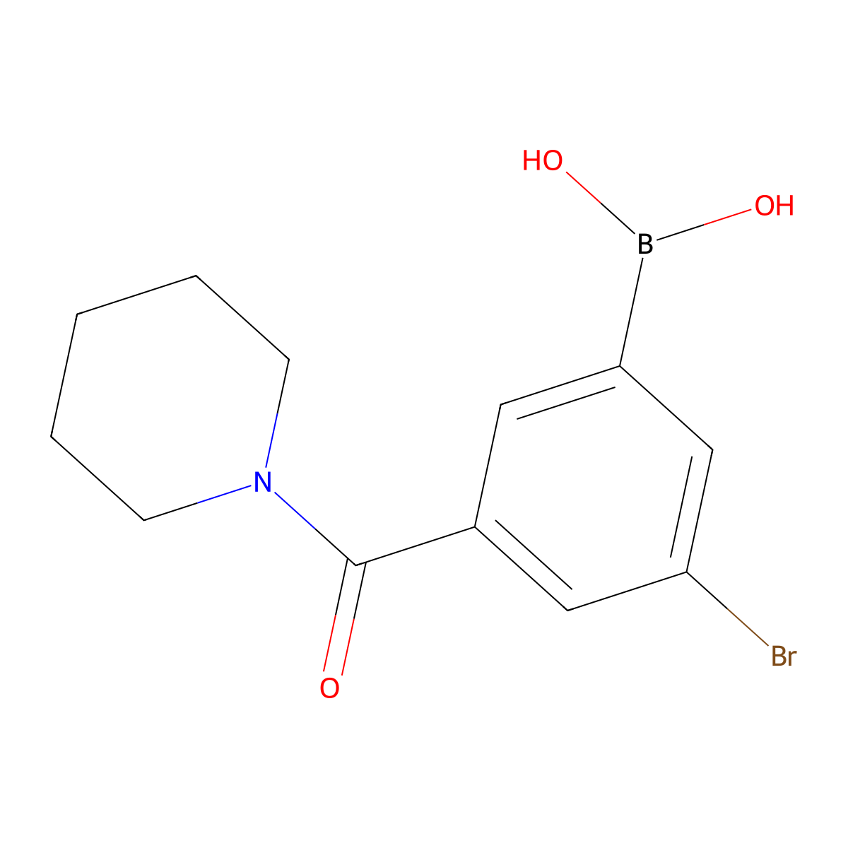 5-Bromo-3-(piperidine-1-carbonyl)phenylboronic acid molecular structure, CAS 2121514-06-3