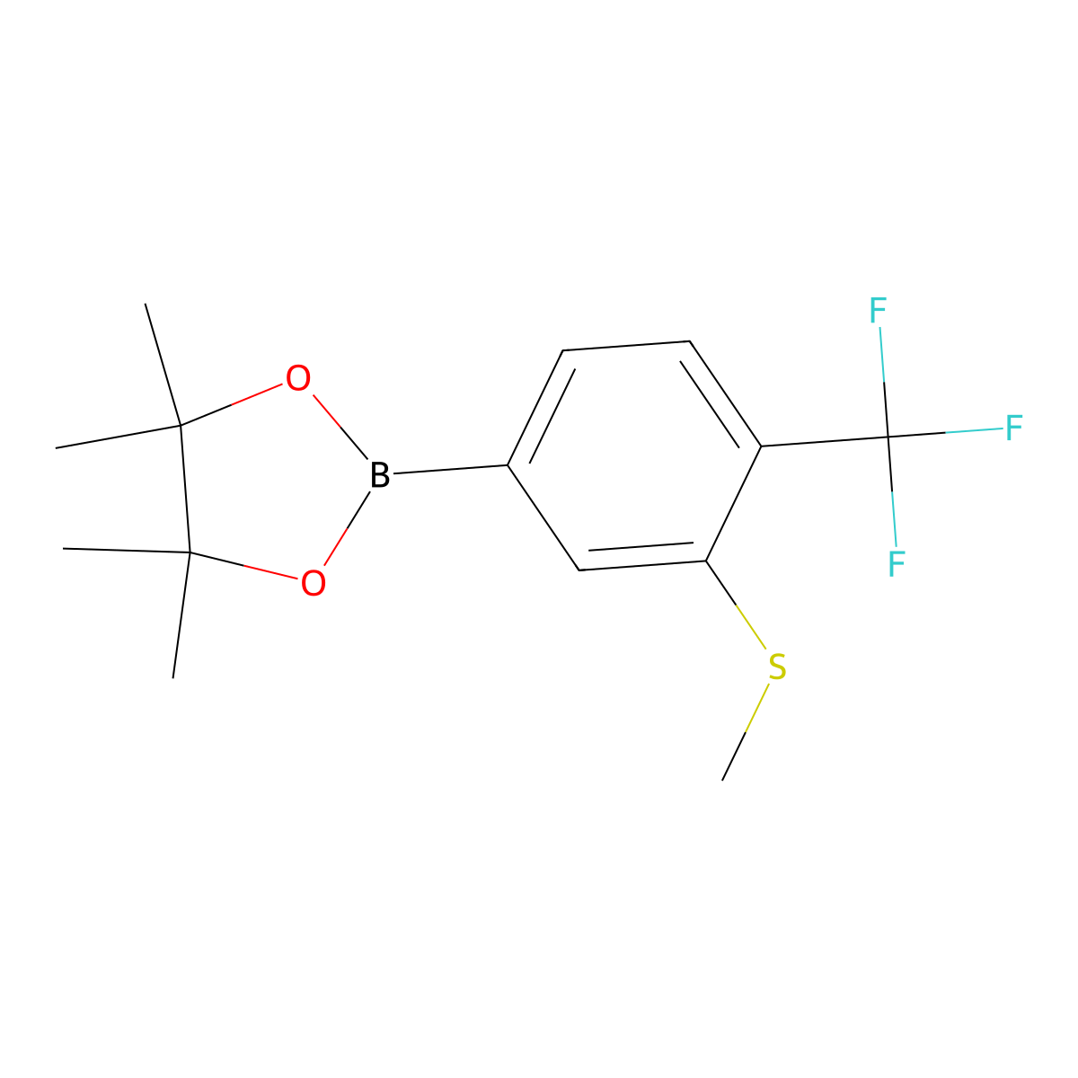 3-(Methylthio)-4-(trifluoromethyl)phenylboronic acid pinacol ester molecular structure, CAS 2121514-10-9