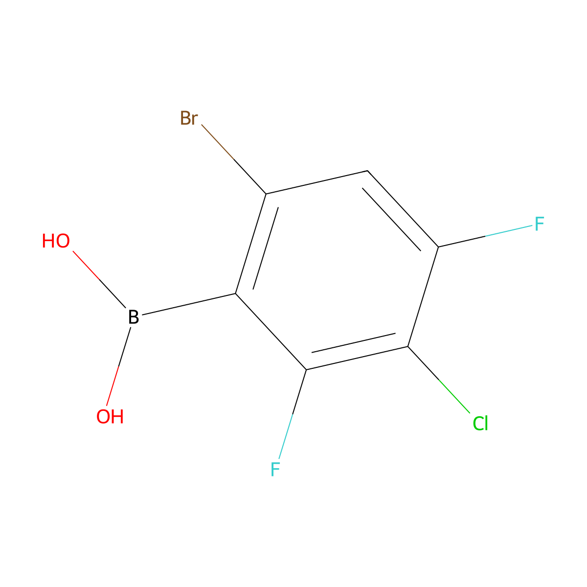 6-Bromo-3-chloro-2,4-difluorophenylboronic acid molecular structure, CAS 2121514-24-5