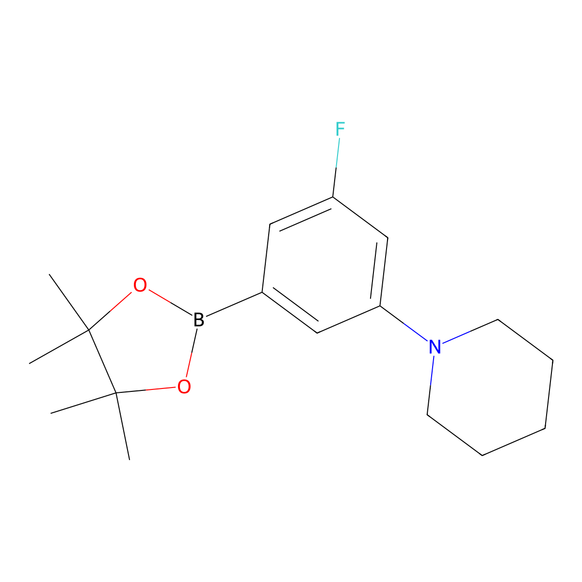 5-Fluoro-3-piperidinophenylboronic acid pinacol ester molecular structure, CAS 2121514-28-9