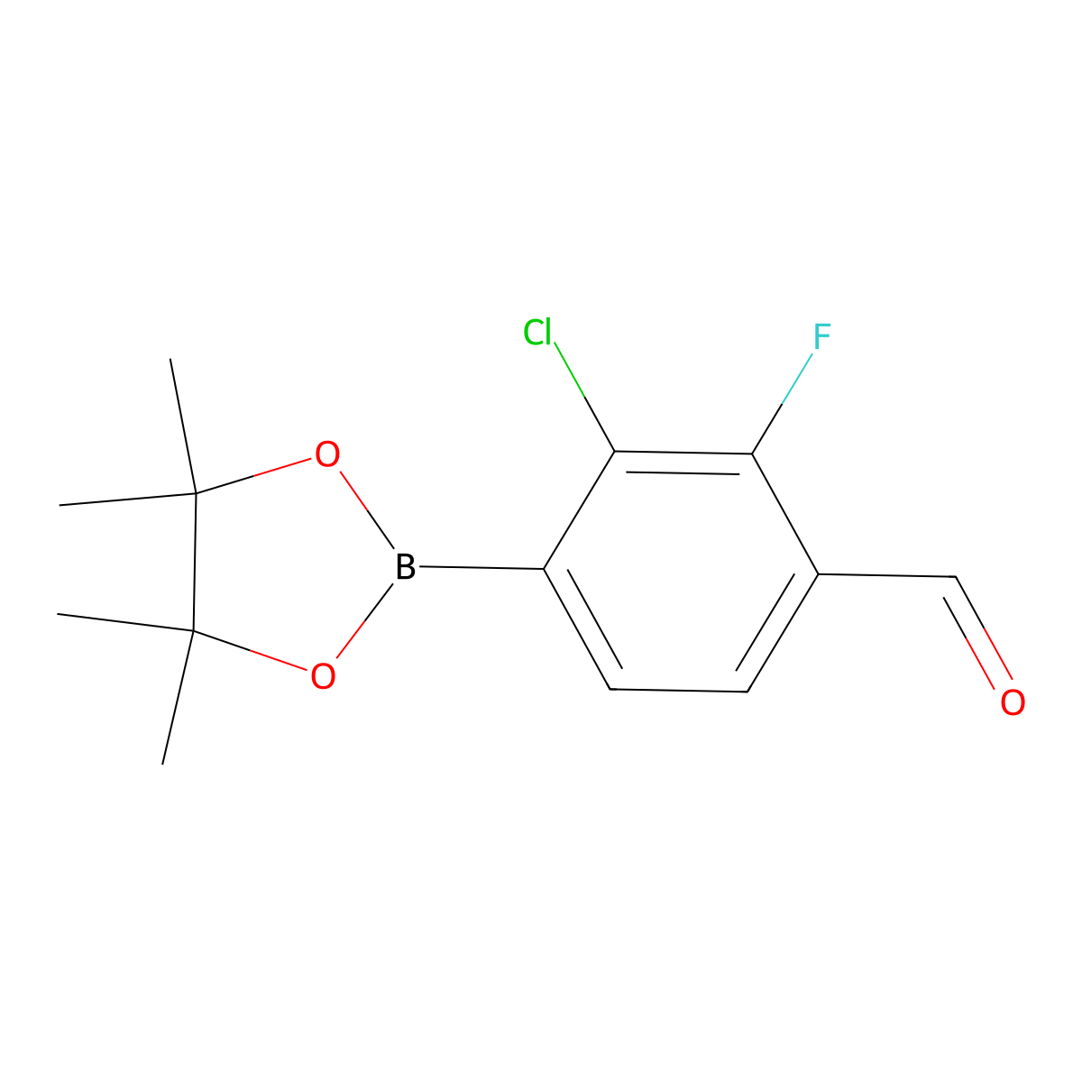 2-Chloro-3-fluoro-4-formylphenylboronic acid pinacol ester molecular structure, CAS 2121514-29-0