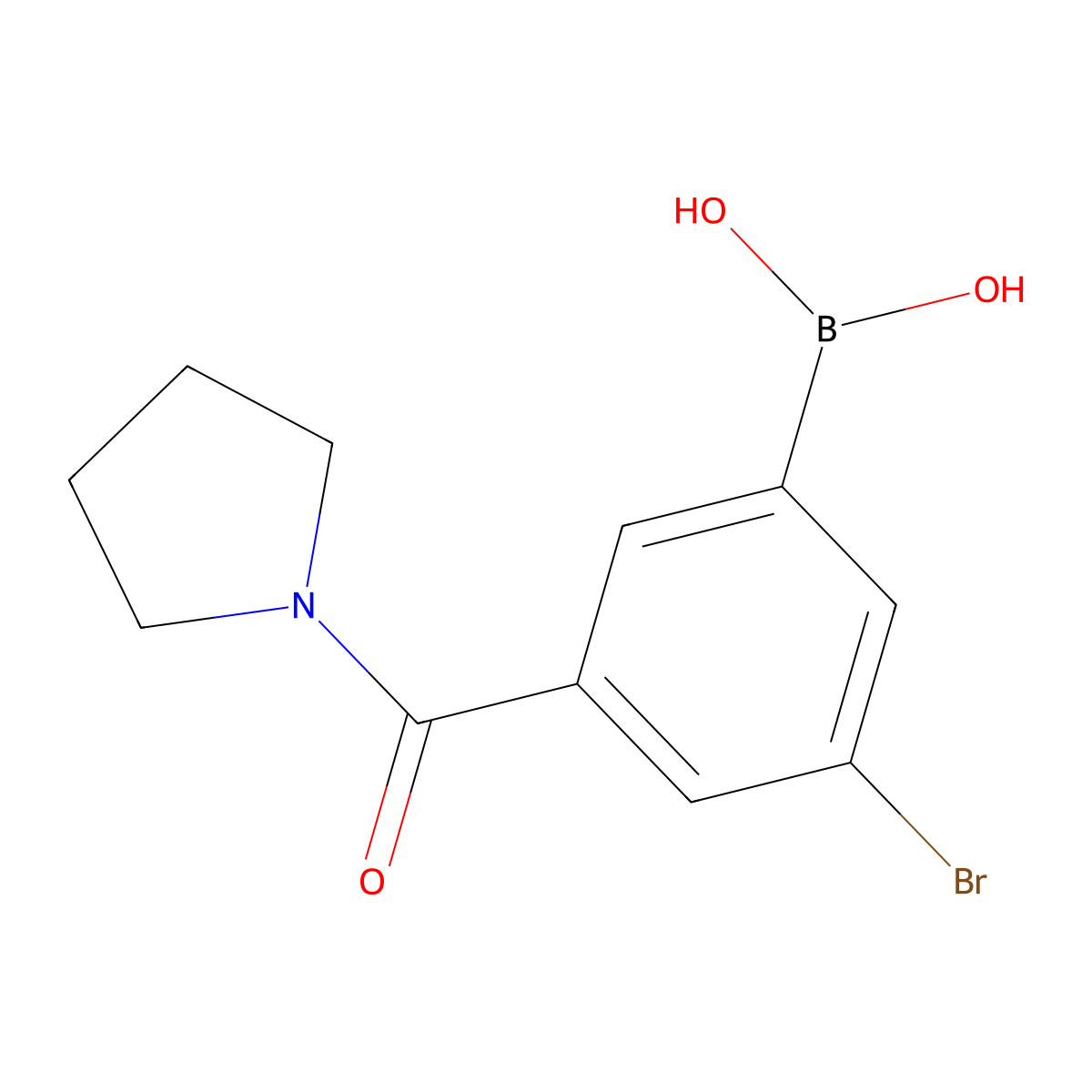 5-Bromo-3-(pyrrolidine-1-carbonyl)phenylboronic acid molecular structure, CAS 2121514-36-9