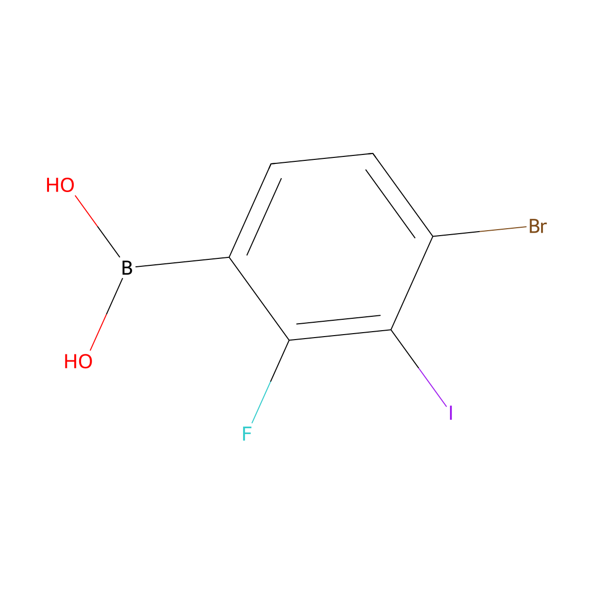 4-Bromo-2-fluoro-3-iodophenylboronic acid molecular structure, CAS 2121514-50-7