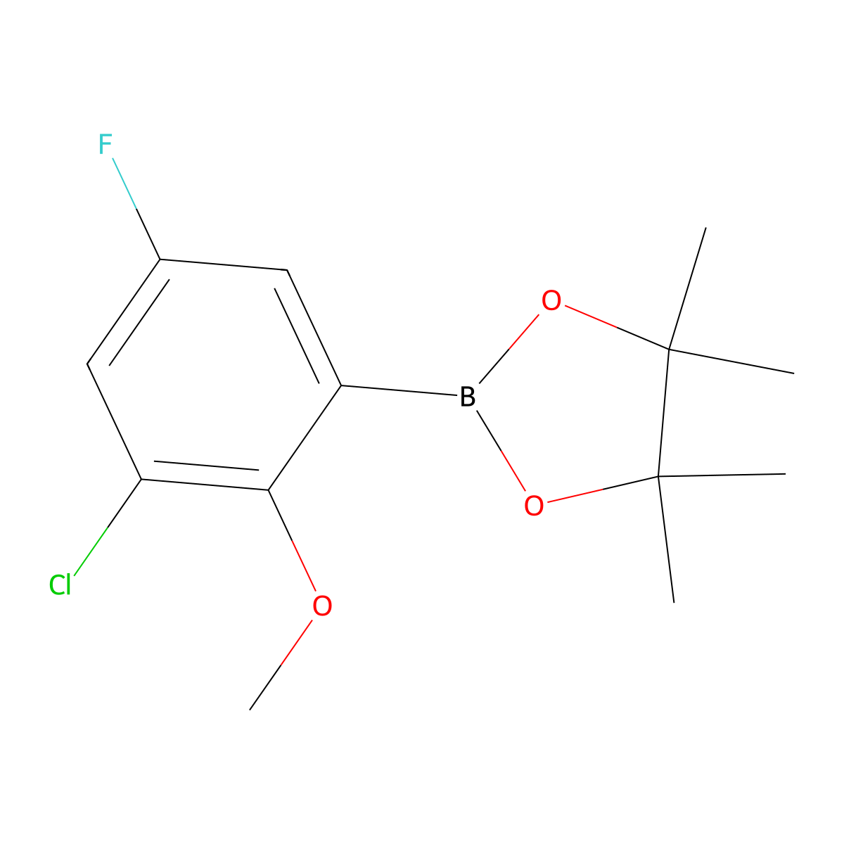 3-Chloro-5-fluoro-2-methoxyphenylboronic acid pinacol ester molecular structure, CAS 2121514-87-0