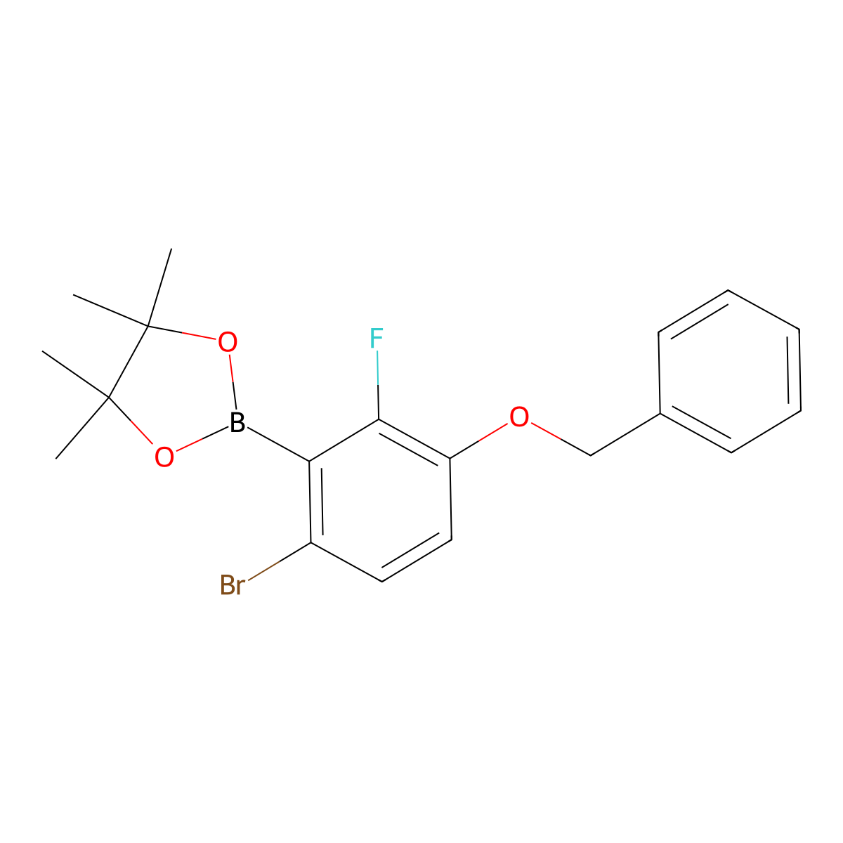 3-(Benzyloxy)-6-bromo-2-fluorophenylboronic acid pinacol ester molecular structure, CAS 2121514-90-5