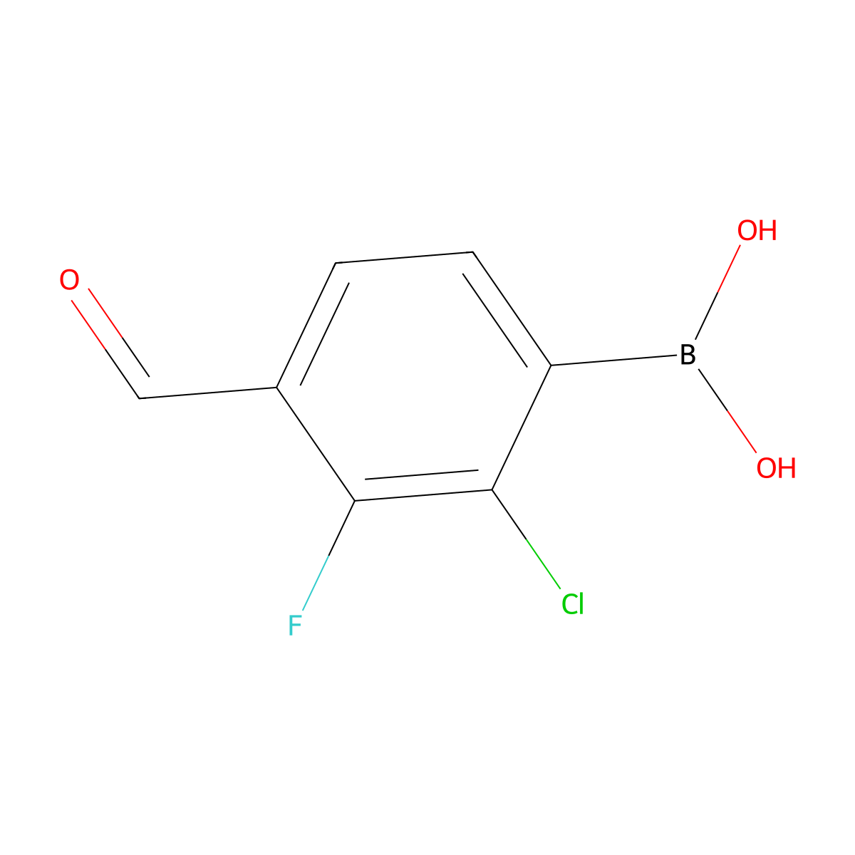 2-Chloro-3-fluoro-4-formylphenylboronic acid molecular structure, CAS 2121514-97-2