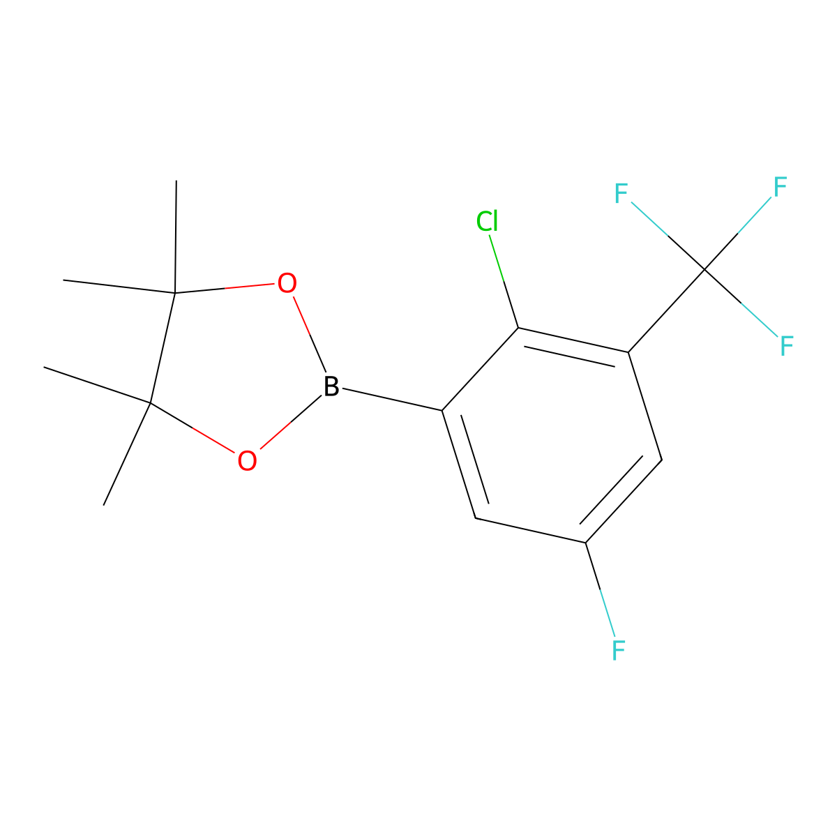 2-Chloro-5-fluoro-3-(trifluoromethyl)benzoic acid pinacol ester molecular structure, CAS 2121515-04-4