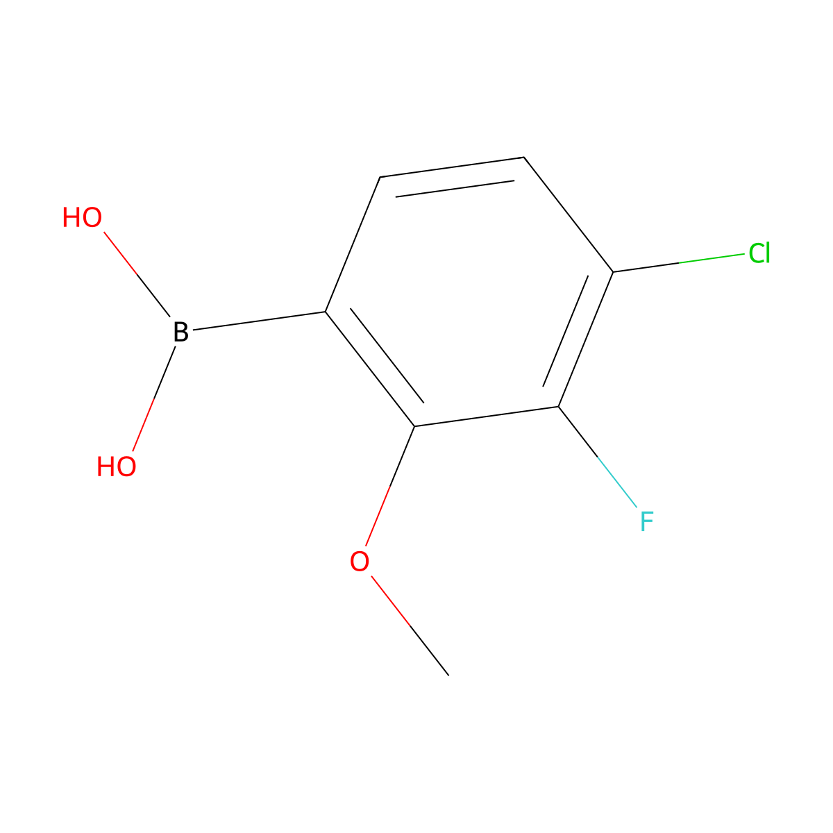 4-Chloro-3-fluoro-2-methoxyphenylboronic acid molecular structure, CAS 2121515-10-2