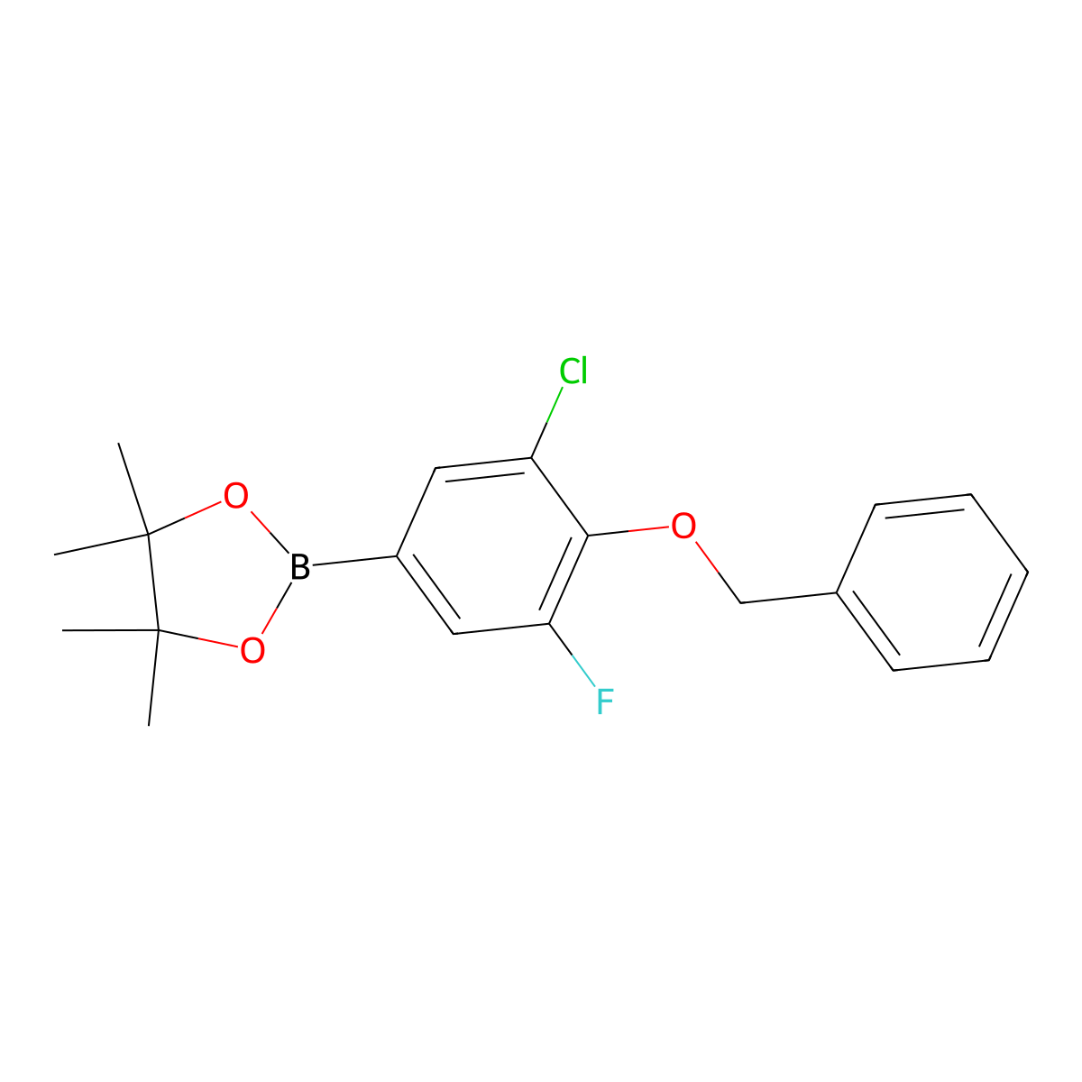 4-Benzyloxy-3-chloro-5-fluorobenzeneboronic acid pinacol ester molecular structure, CAS 2121515-13-5