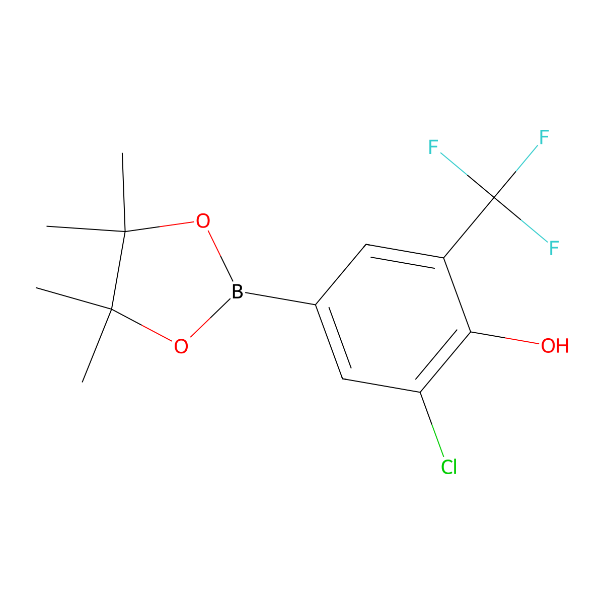 5-Chloro-4-hydroxy-3-(trifluoromethyl)phenylboronic acid pinacol ester molecular structure, CAS 2121515-20-4