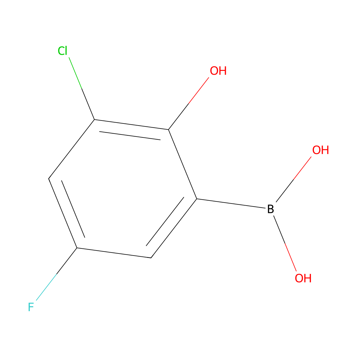 3-Chloro-5-fluoro-2-hydroxyphenylboronic acid molecular structure, CAS 2121515-30-6