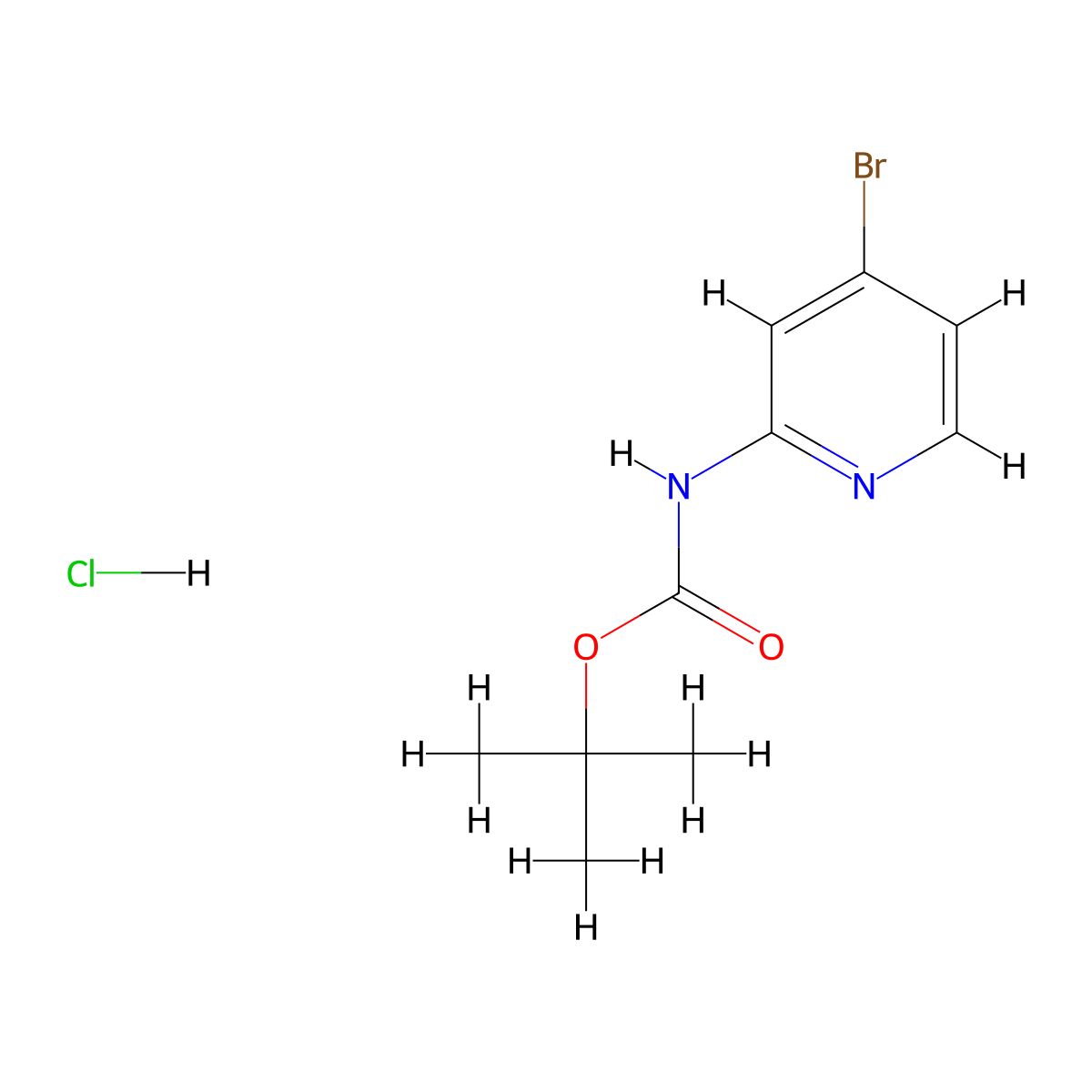 tert-Butyl (4-bromo-2-pyridinyl)carbamate hydrochloride molecular structure, CAS 2121653-47-0