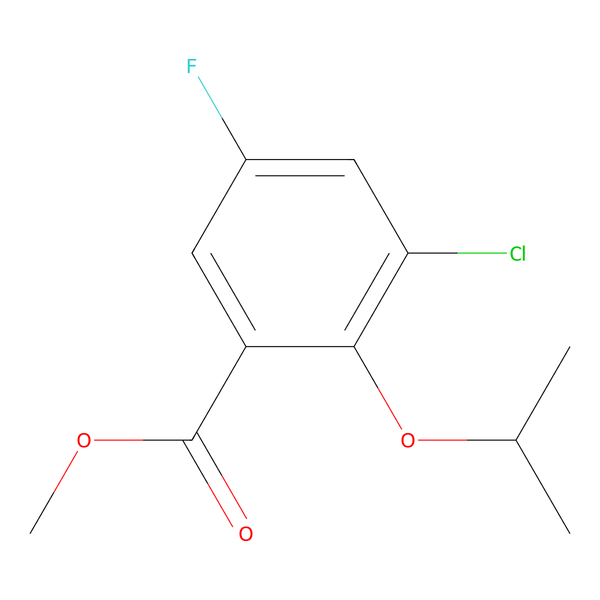 Methyl 3-chloro-5-fluoro-2-isopropoxybenzoate molecular structure, CAS 2121777-23-7