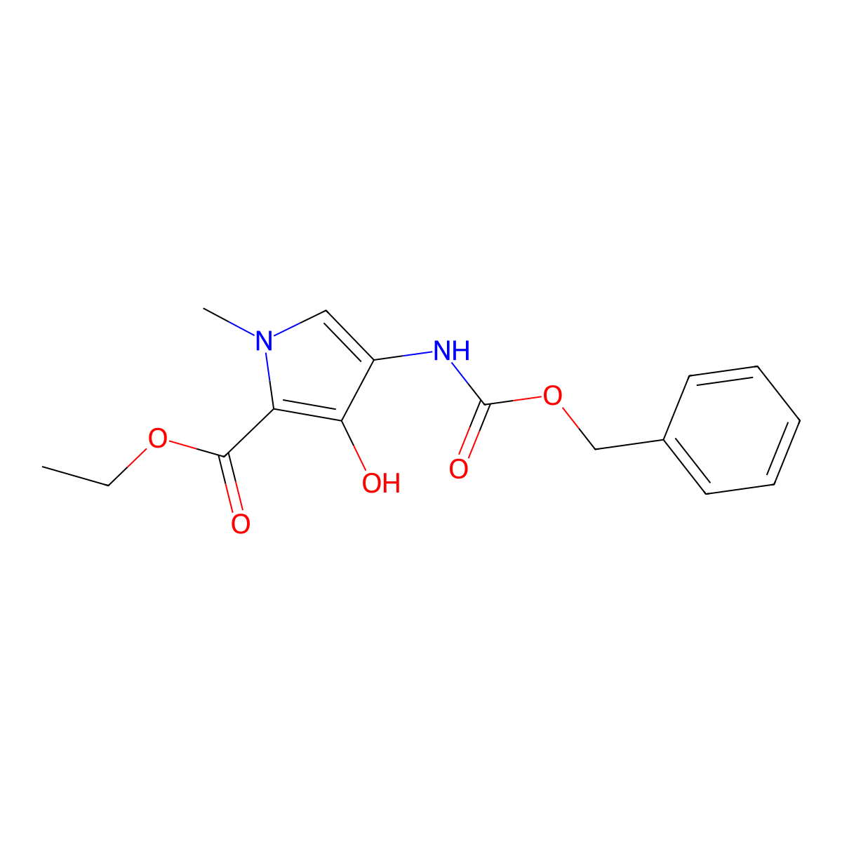 Ethyl 4-Benzyloxycarbonylamino-3-hydroxy-1-methyl-1H-pyrrole-2-carboxylate molecular structure, CAS 212184-25-3