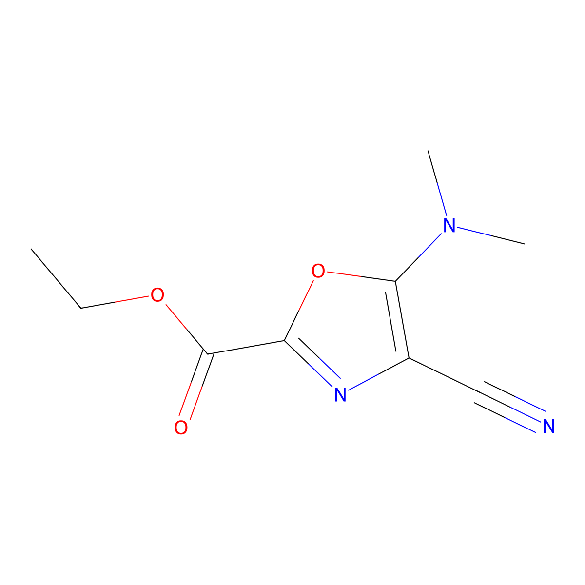 Ethyl 4-cyano-5-(dimethylamino)-1,3-oxazole-2-carboxylate molecular structure, CAS 2121900-69-2