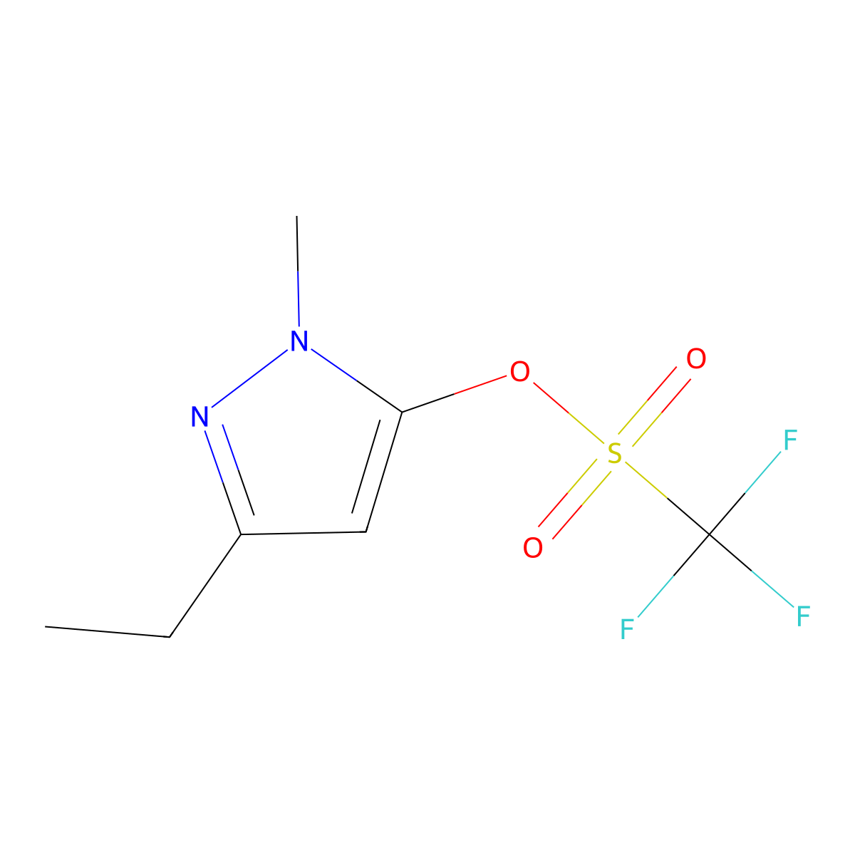 (5-Ethyl-2-methylpyrazol-3-yl) trifluoromethanesulfonate molecular structure, CAS 2121926-58-5