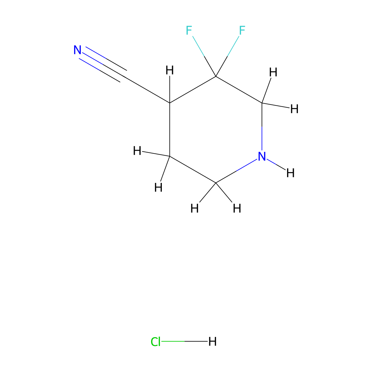 3,3-Difluoropiperidine-4-carbonitrile hydrochloride molecular structure, CAS 2121931-32-4