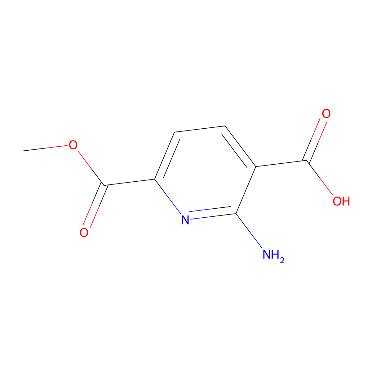 2-Amino-6-(methoxycarbonyl)pyridine-3-carboxylic acid molecular structure, CAS 2121932-86-1