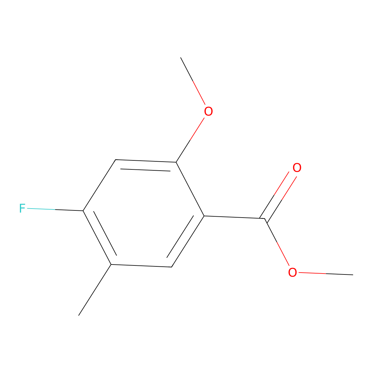 Methyl 4-fluoro-2-methoxy-5-methylbenzoate molecular structure, CAS 2121969-24-0