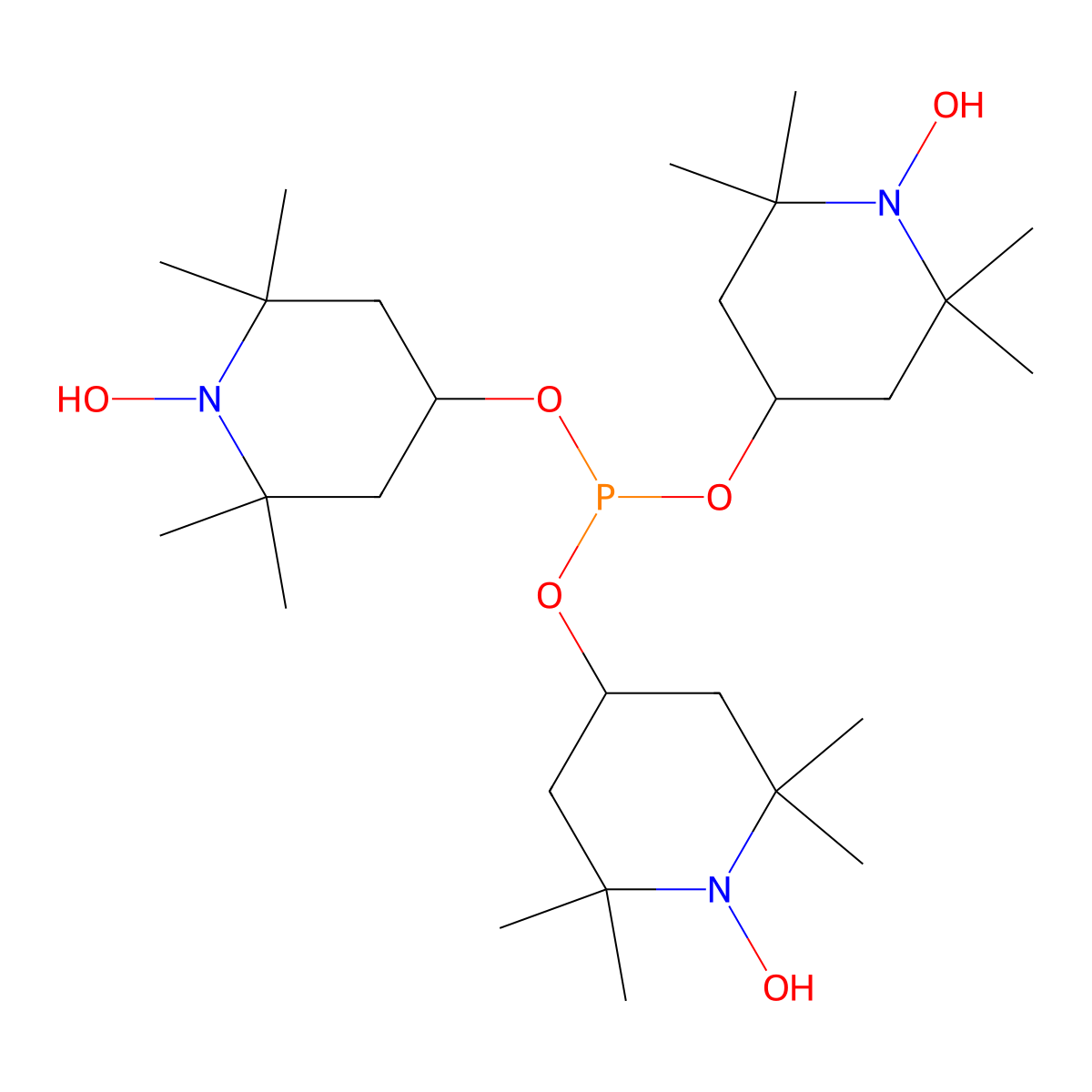 Tris(1-hydroxy-2,2,6,6-tetramethylpiperidin-4-yl) phosphite molecular structure, CAS 2122-49-8