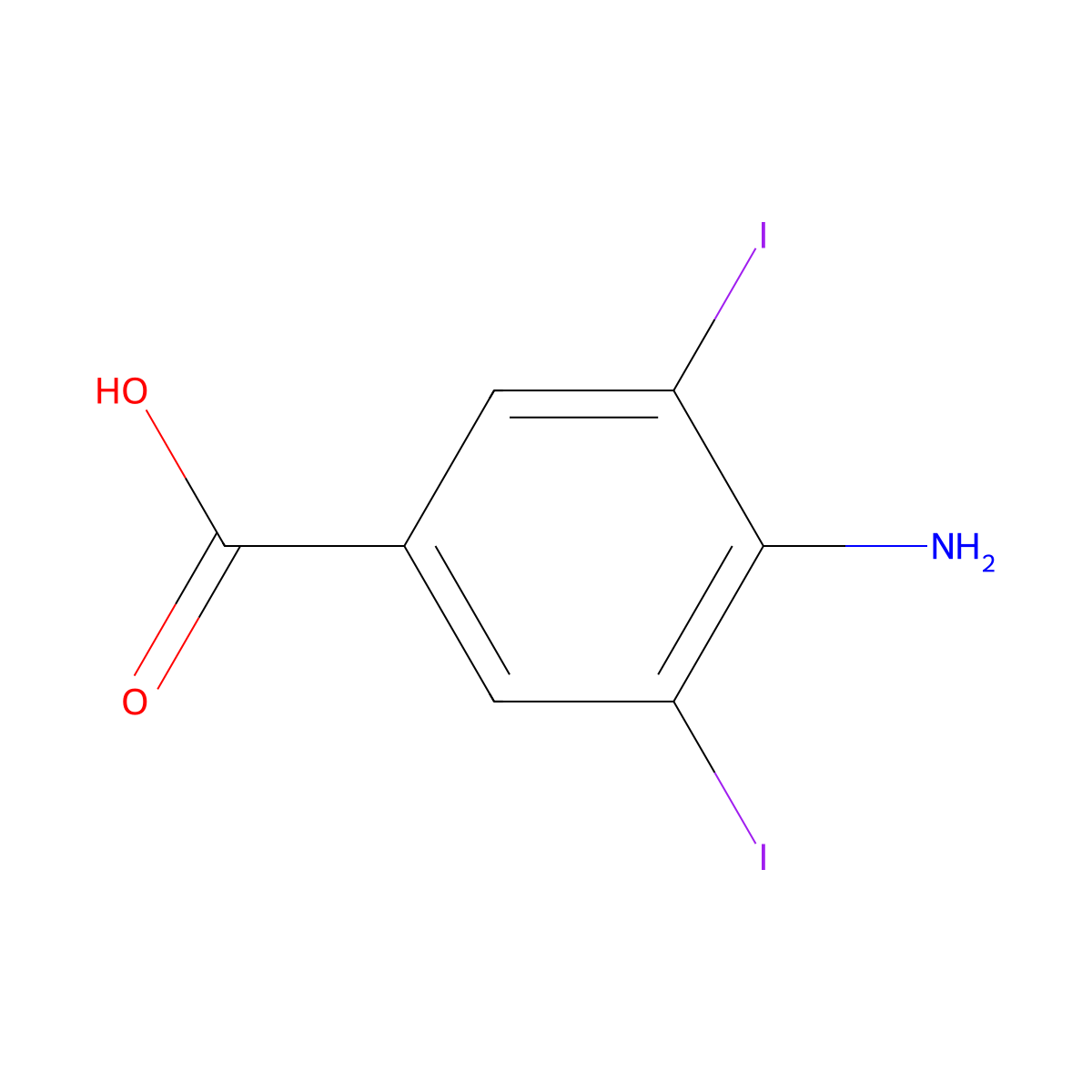 4-Amino-3,5-diiodobenzoic acid molecular structure, CAS 2122-61-4