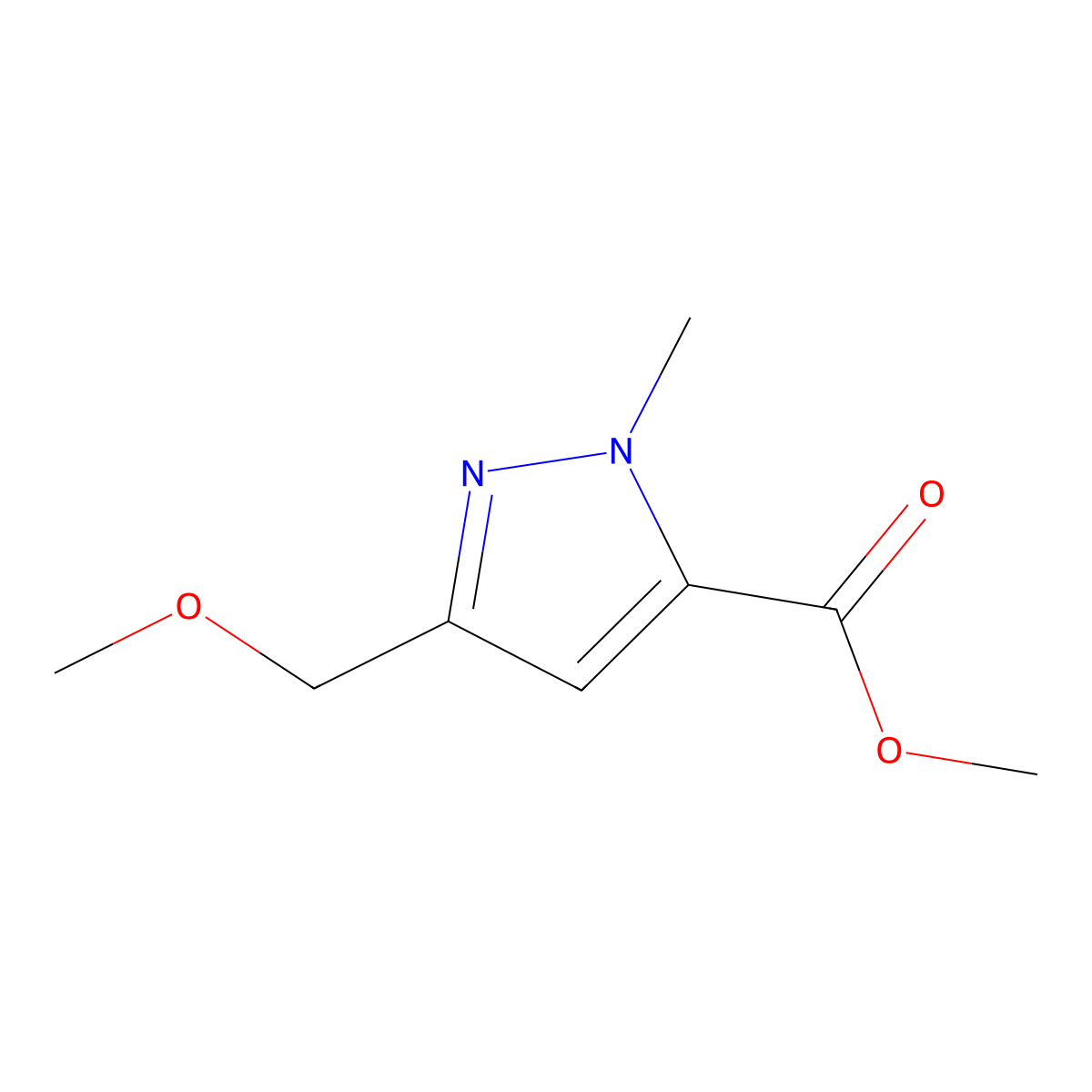Methyl 5-(methoxymethyl)-2-methyl-pyrazole-3-carboxylate molecular structure, CAS 2122011-13-4