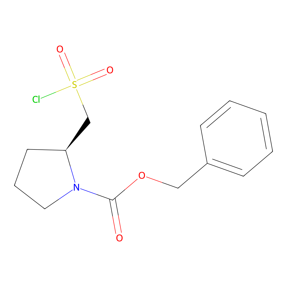 benzyl (2S)-2-((chlorosulfonyl)methyl)pyrrolidine-1-carboxylate molecular structure, CAS 212204-36-9