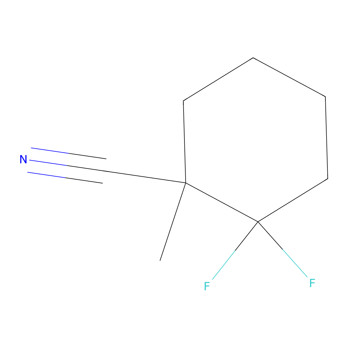 2,2-Difluoro-1-methylcyclohexane-1-carbonitrile molecular structure, CAS 2122044-43-1